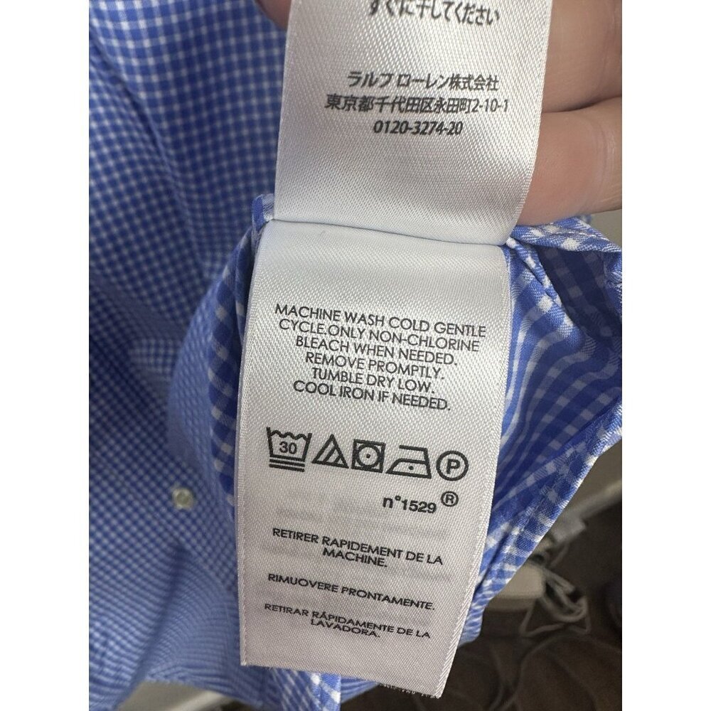 Ralph Lauren Classic Fit Performance Button Down Shirt Size Large Blue White - Picture 7 of 8